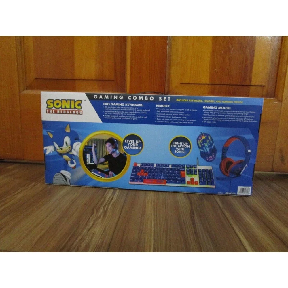 New Sonic The Hedgehog Gaming Combo Set With Keyboard Headset Mouse